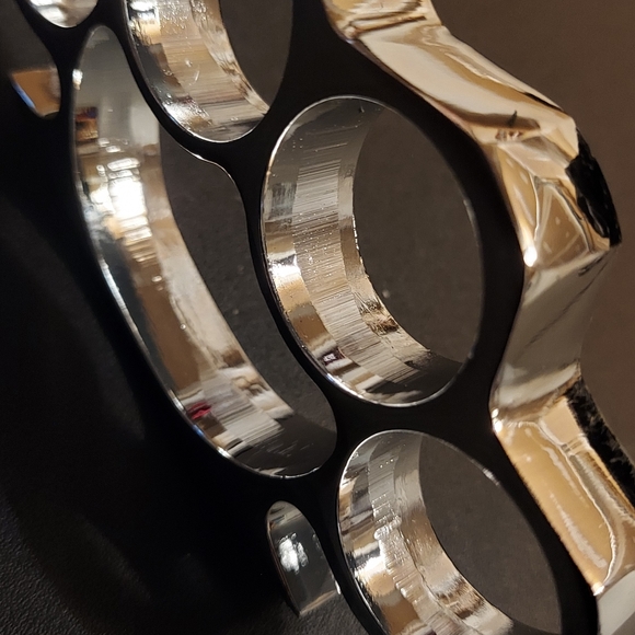 Belt Buckle Knuckles, Solid Steel, Polished Silver Color - Picture 2 of 5